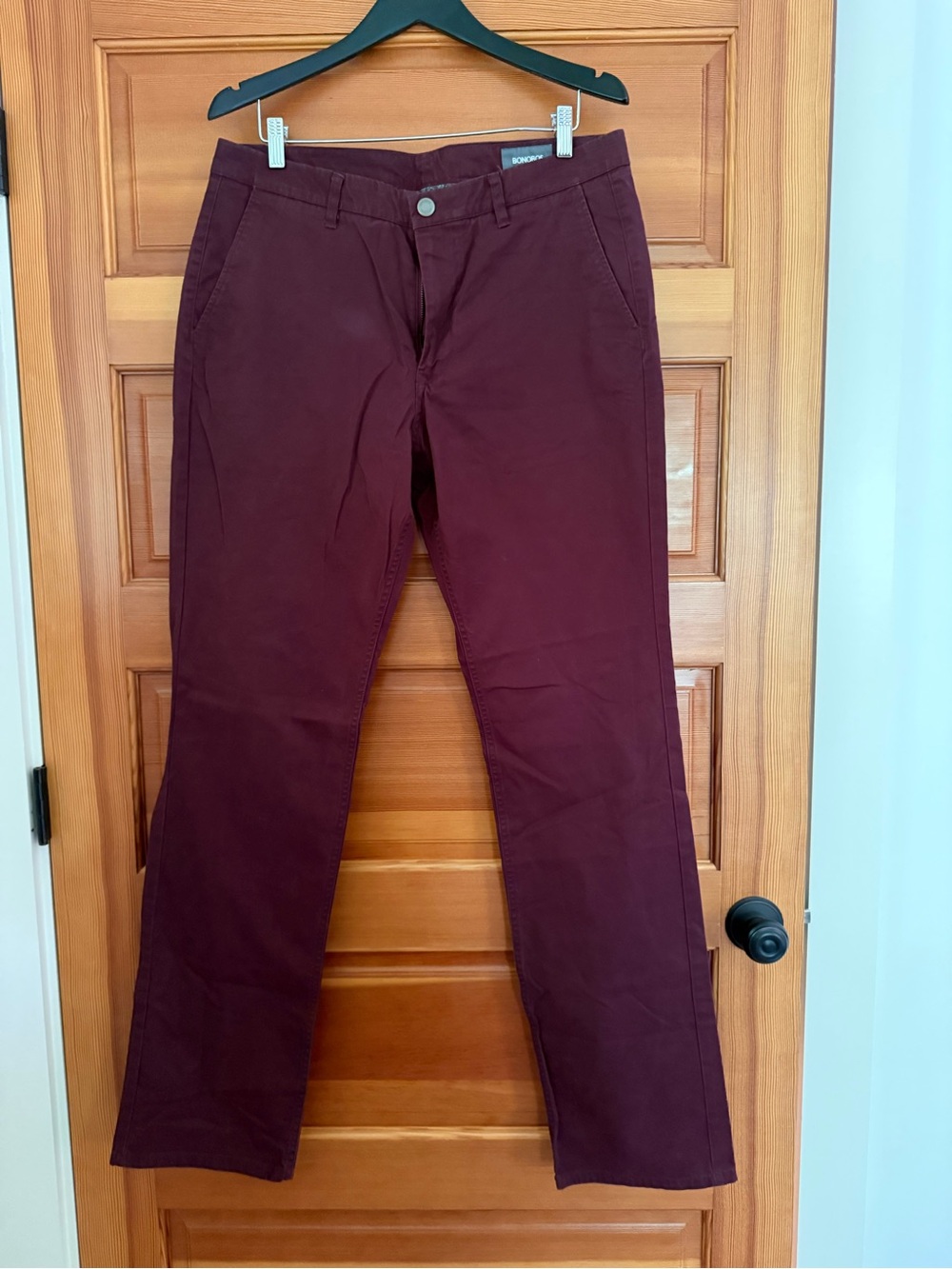 Bonobos Men's Wine Burgundy Pants with Patterned Pocket Lining - 35x36
